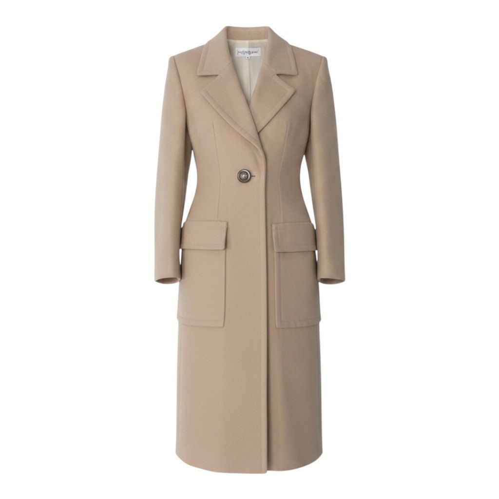 Saint Laurent Chesterfield Coat Beige