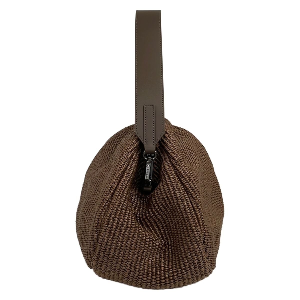 Max Mara Weekend Handbag Pasticino Dark Brown Raffia Style Kiss Lock Cotton — view 4