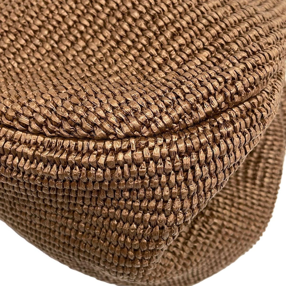 Max Mara Weekend Handbag Pasticino Dark Brown Raffia Style Kiss Lock Cotton — view 6