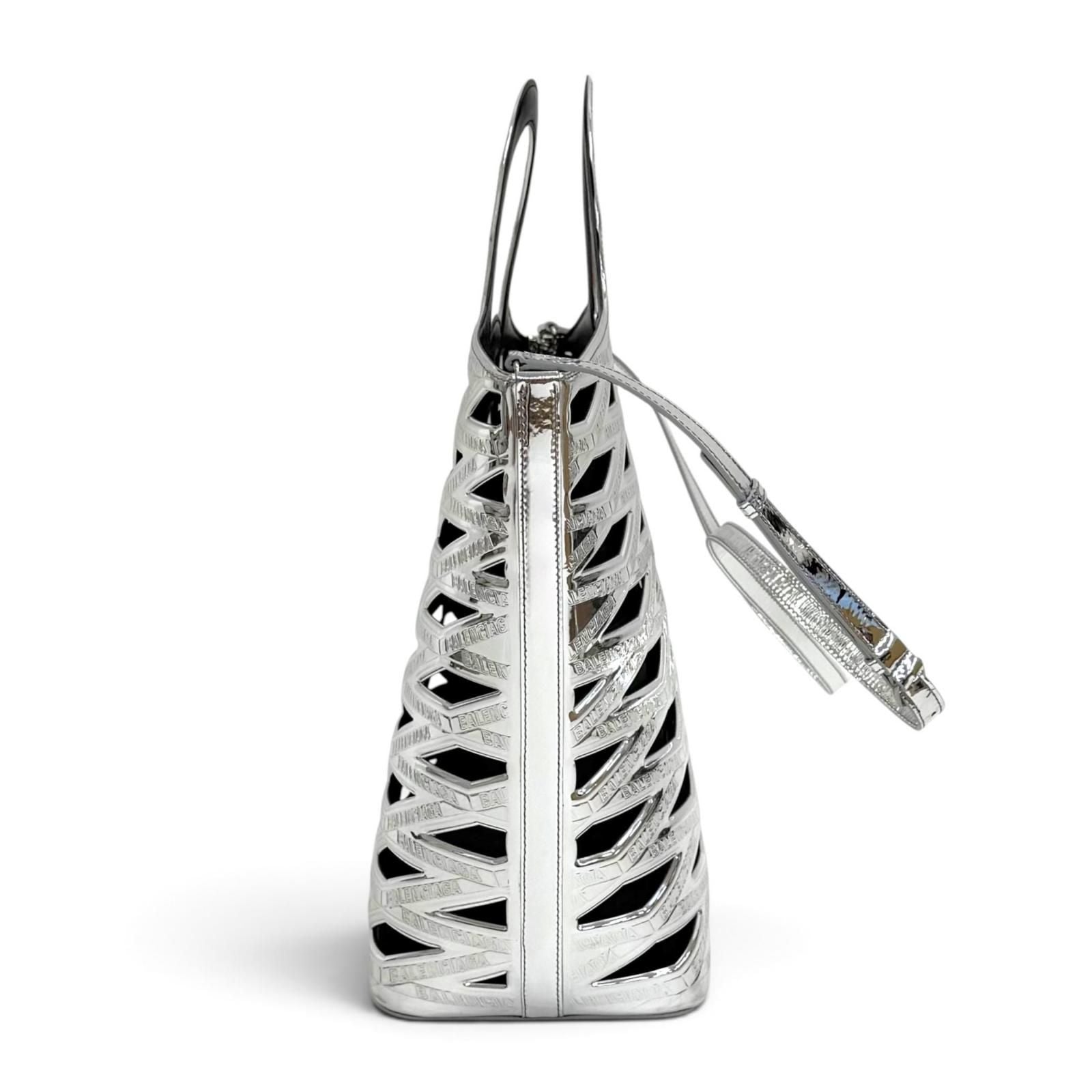 Balenciaga Neo Basket Logo 2-Way Tote Shoulder Bag Silver Black — view 5