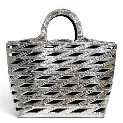 Balenciaga Neo Basket Logo 2-Way Tote Shoulder Bag Silver Black — view 4