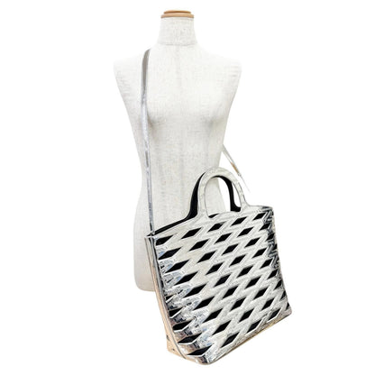 Balenciaga Neo Basket Logo 2-Way Tote Shoulder Bag Silver Black — view 3