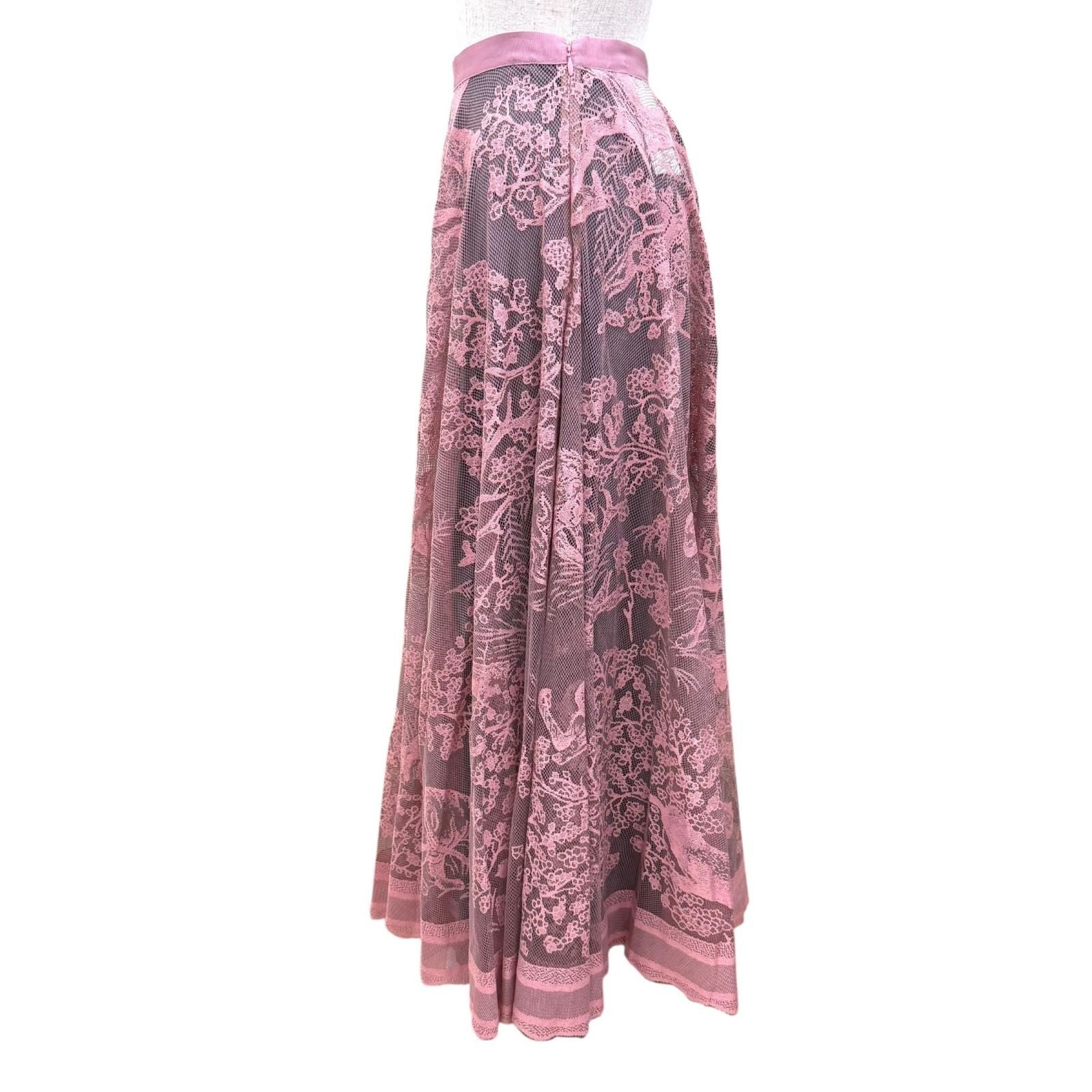 Dior Lace Dioriviera Midi Skirt Pink 44 — view 3