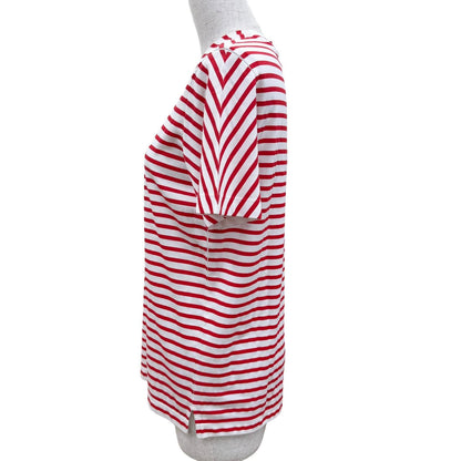 Prada Triangle Logo Border Crew Neck Short Sleeve T-Shirt Red White XS — view 3
