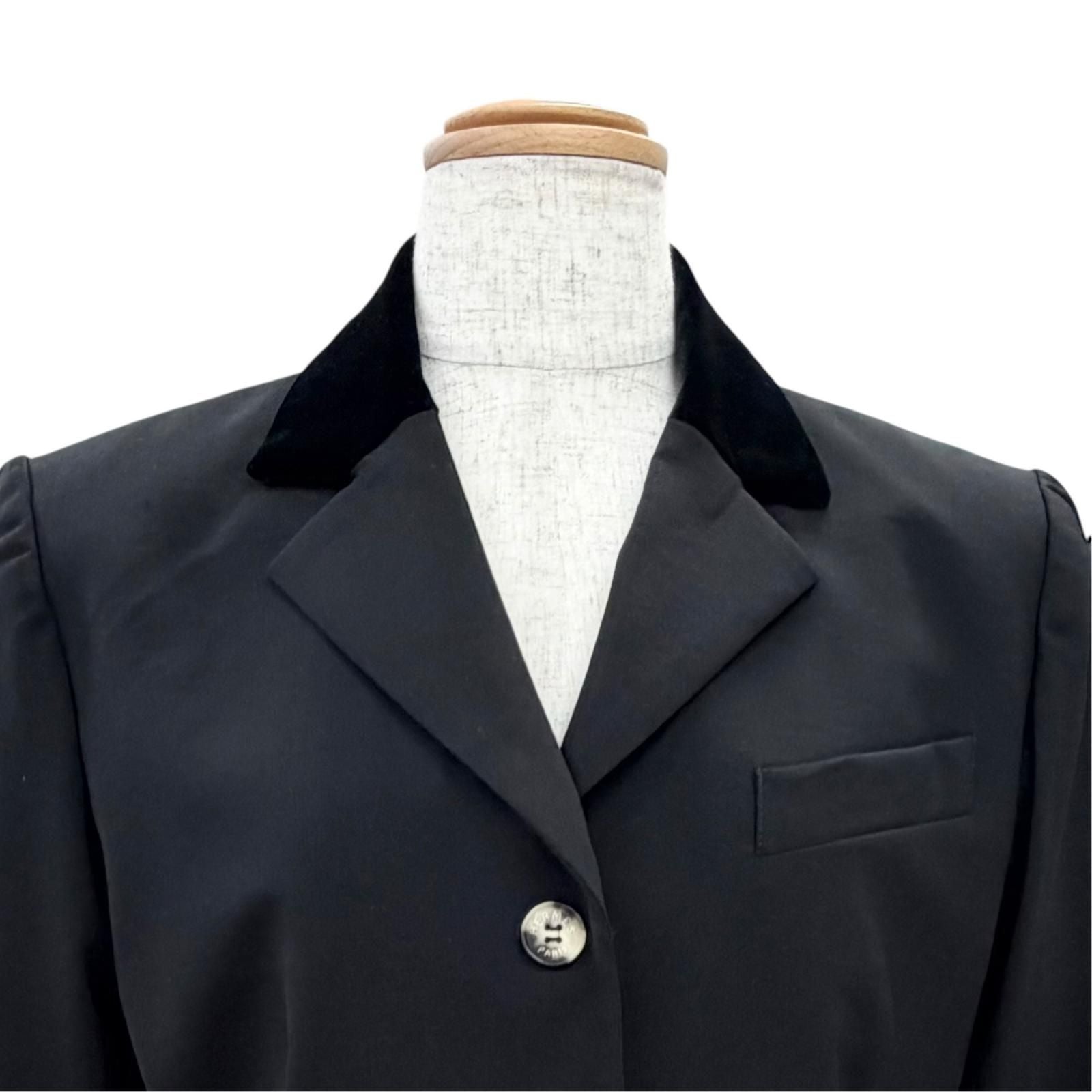 Hermes Wool Sellier Buttons Horse Riding Jacket Pants Set Black — view 3