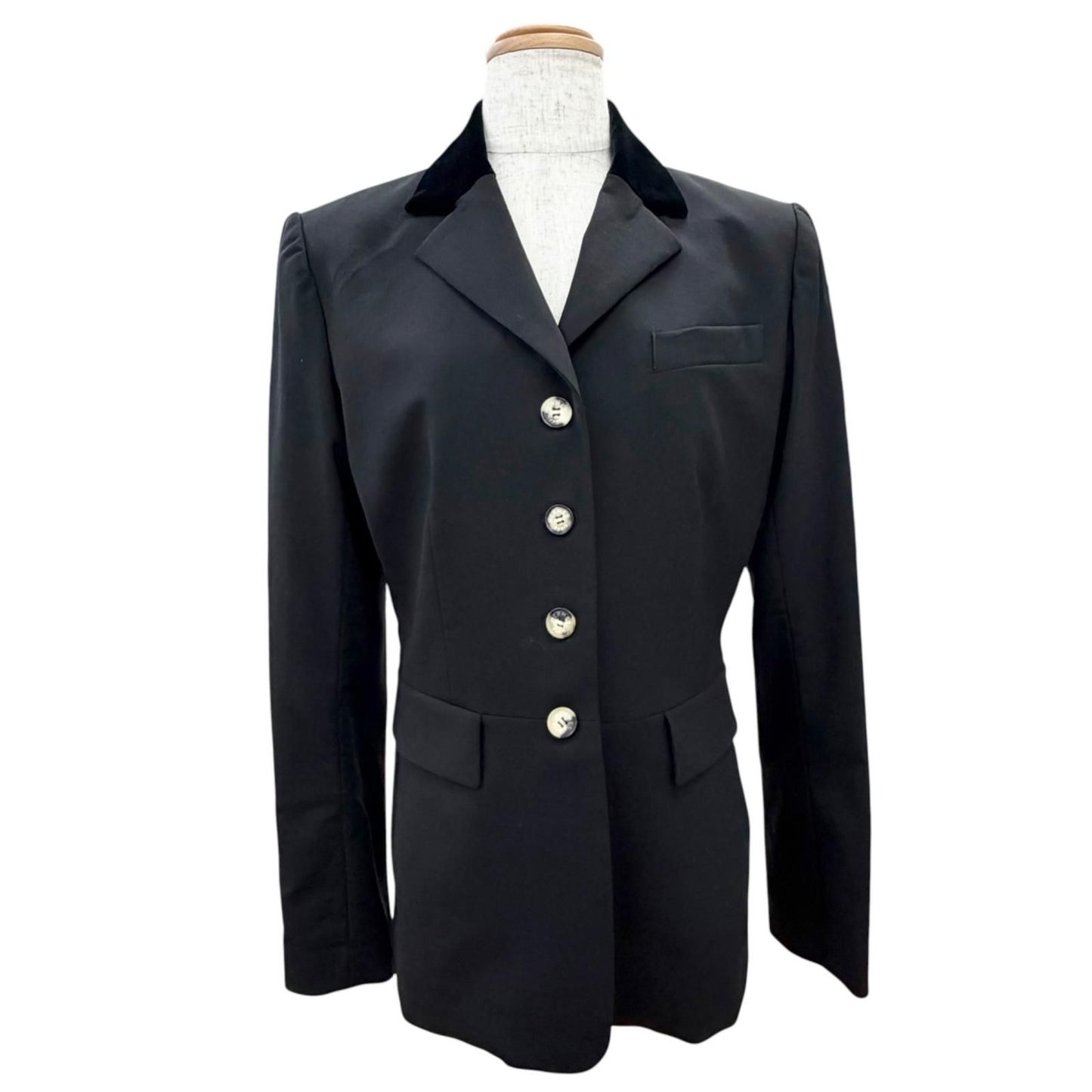Hermes Wool Sellier Buttons Horse Riding Jacket Pants Set Black — view 2