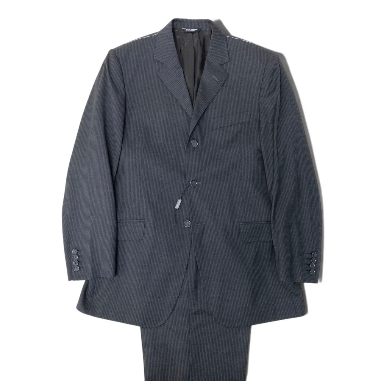 Dolce & Gabbana Suit Set Tailored Jacket Trousers Stripe Gray Wool — view 2