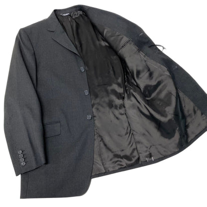 Dolce & Gabbana Suit Set Tailored Jacket Trousers Stripe Gray Wool — view 5