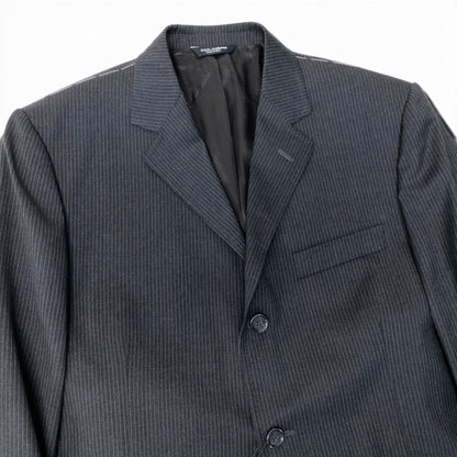 Dolce & Gabbana Suit Set Tailored Jacket Trousers Stripe Gray Wool — view 3