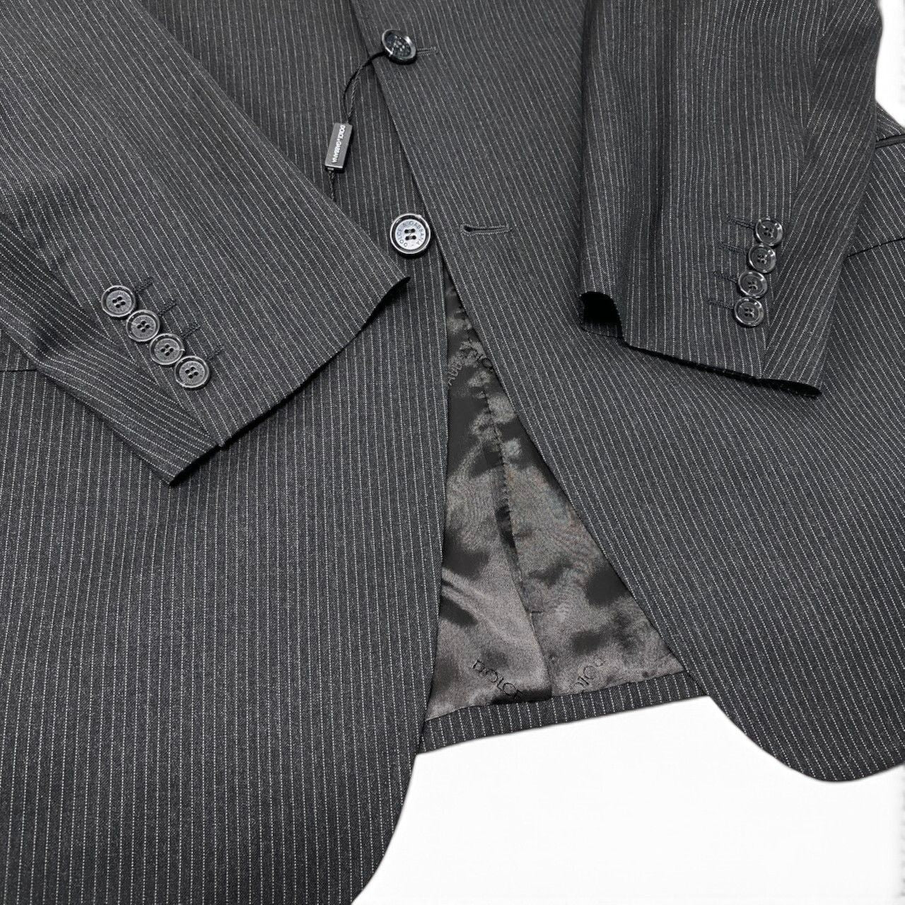Dolce & Gabbana Suit Set Tailored Jacket Trousers Stripe Gray Wool — view 4