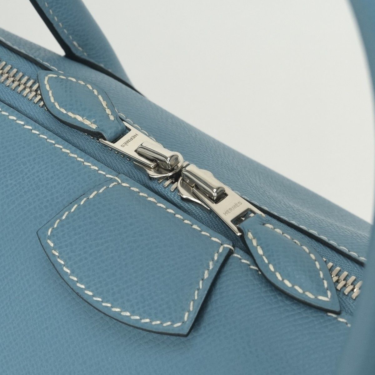 Hermes Paris Bombay 40 Tote Epsom Blue Jean Bleu Silver Travel Bag — view 7
