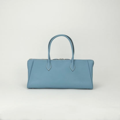Hermes Paris Bombay 40 Tote Epsom Blue Jean Bleu Silver Travel Bag — view 3