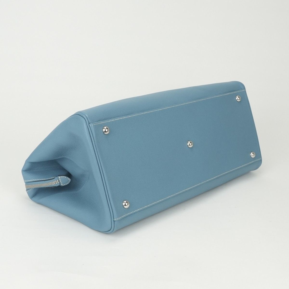 Hermes Paris Bombay 40 Tote Epsom Blue Jean Bleu Silver Travel Bag — view 6