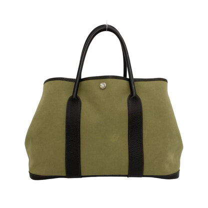 Hermes Garden Party PM Toile Officier Buffalo Tote Bag Khaki Nicotine — view 3