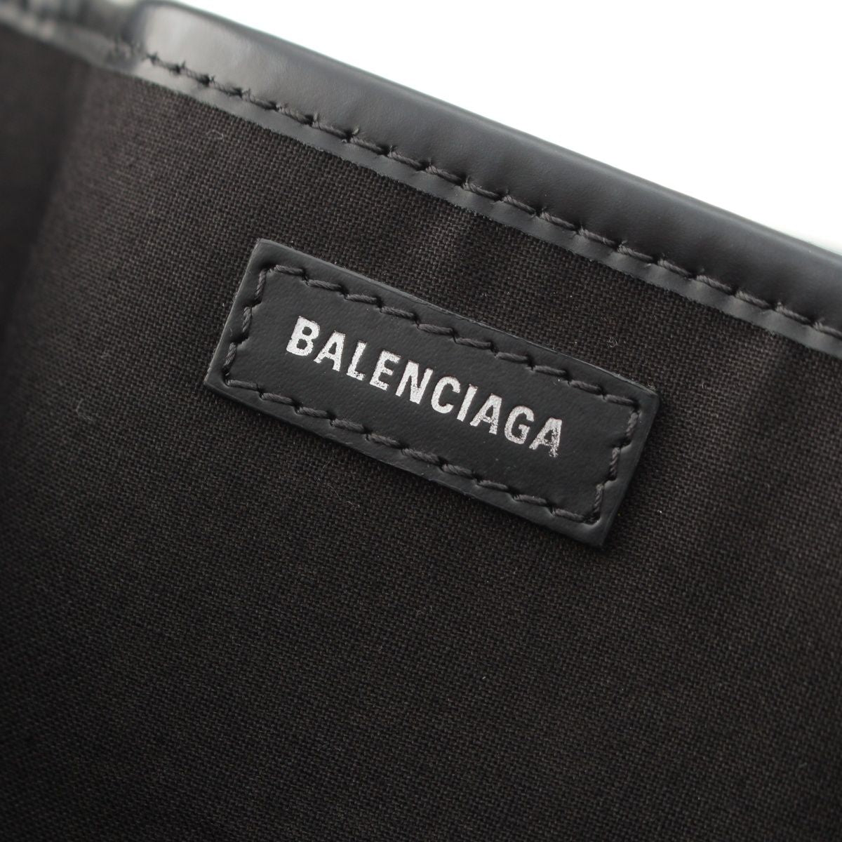 Balenciaga Navy Cabas Canvas Leather Handbag Black Light Gray — view 7