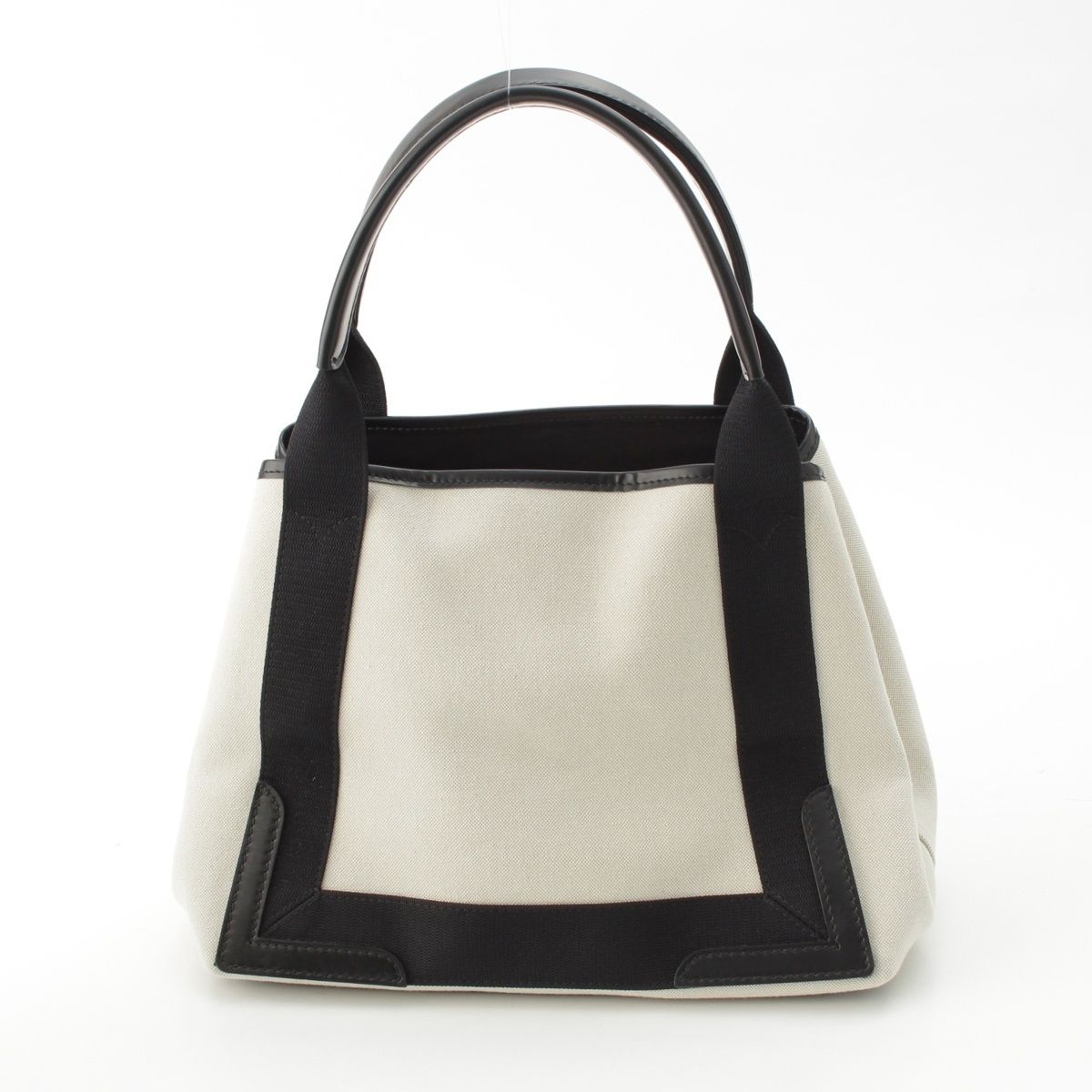 Balenciaga Navy Cabas Canvas Leather Handbag Black Light Gray — view 4