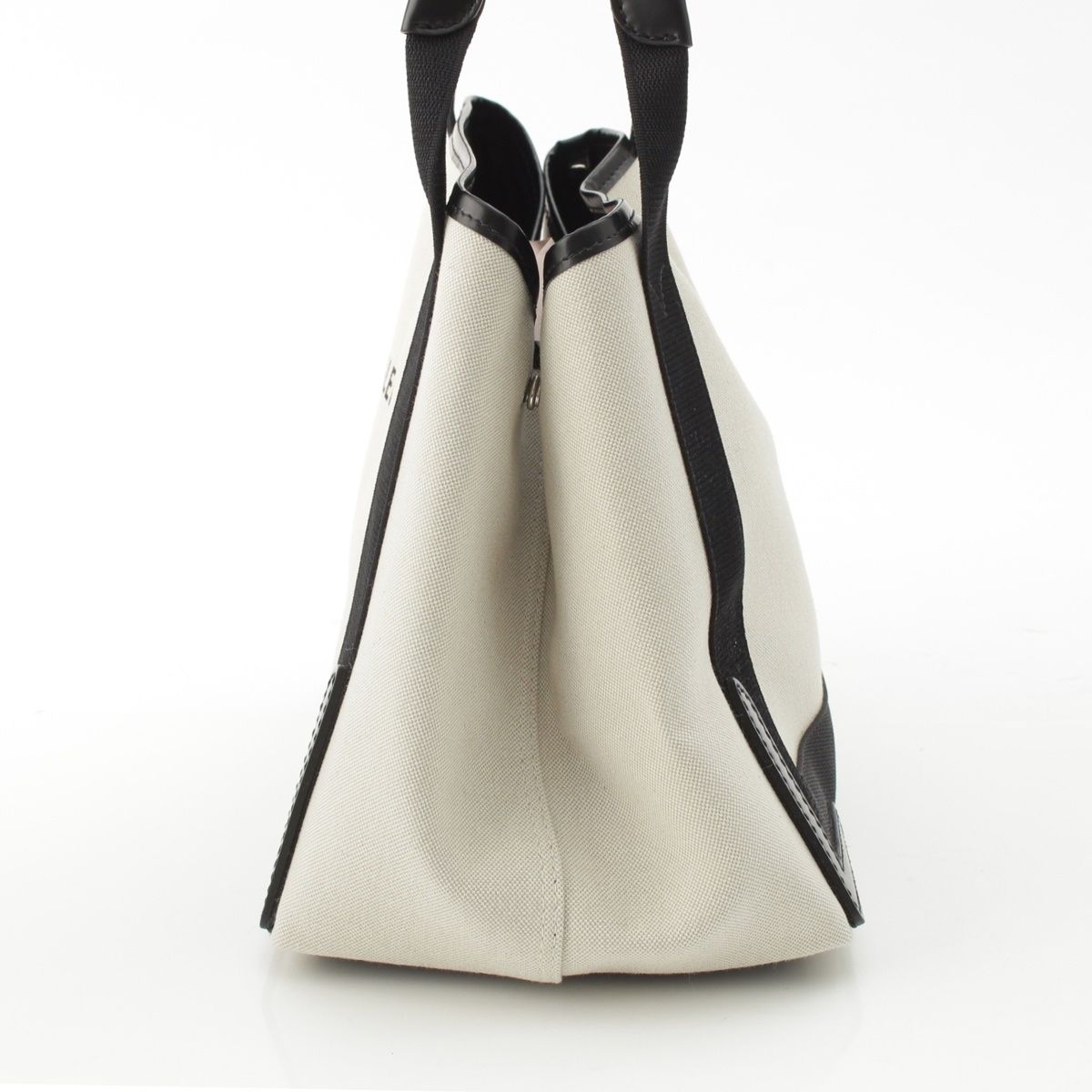 Balenciaga Navy Cabas Canvas Leather Handbag Black Light Gray — view 3