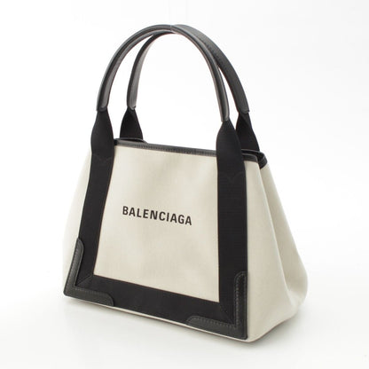 Balenciaga Navy Cabas Canvas Leather Handbag Black Light Gray — view 2