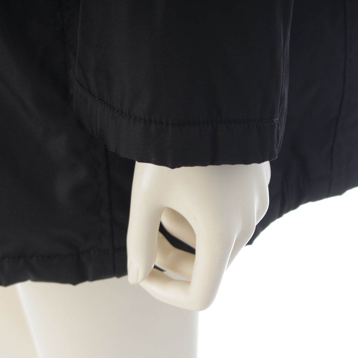 Prada W Archive Leather Nylon Fur Contrast Rider's Coat Black 42 — view 7