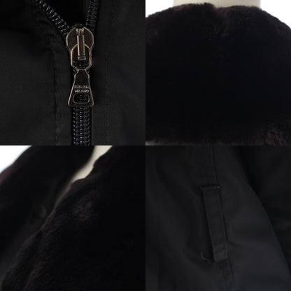 Prada W Archive Leather Nylon Fur Contrast Rider's Coat Black 42 — view 8