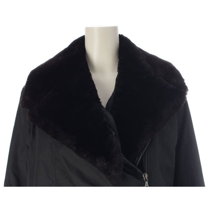 Prada W Archive Leather Nylon Fur Contrast Rider's Coat Black 42 — view 5