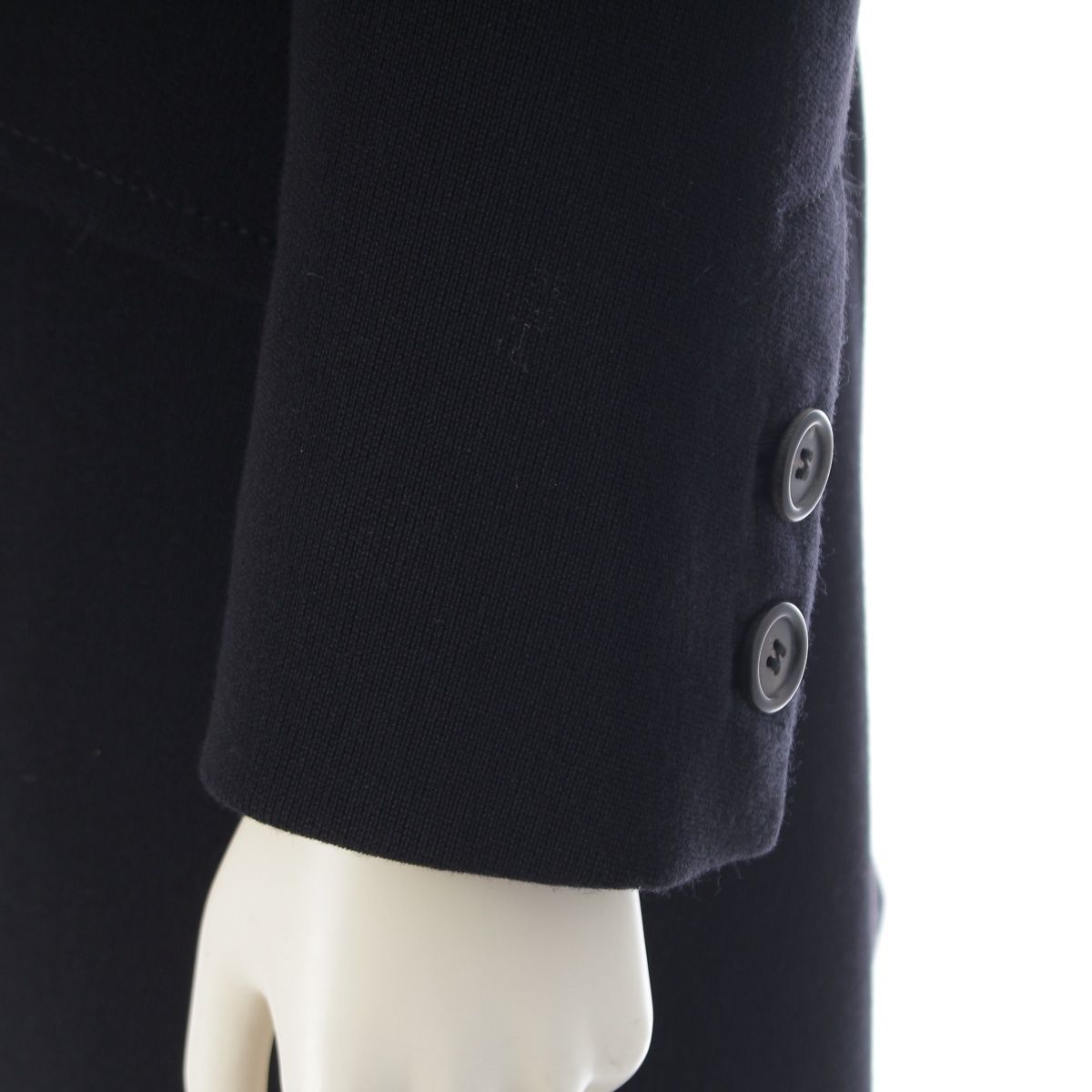 Prada Archives Double Breasted Wool Rayon Long Belted Coat Dark Navy Black 42 — view 7