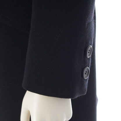 Prada Archives Double Breasted Wool Rayon Long Belted Coat Dark Navy Black 42 — view 7