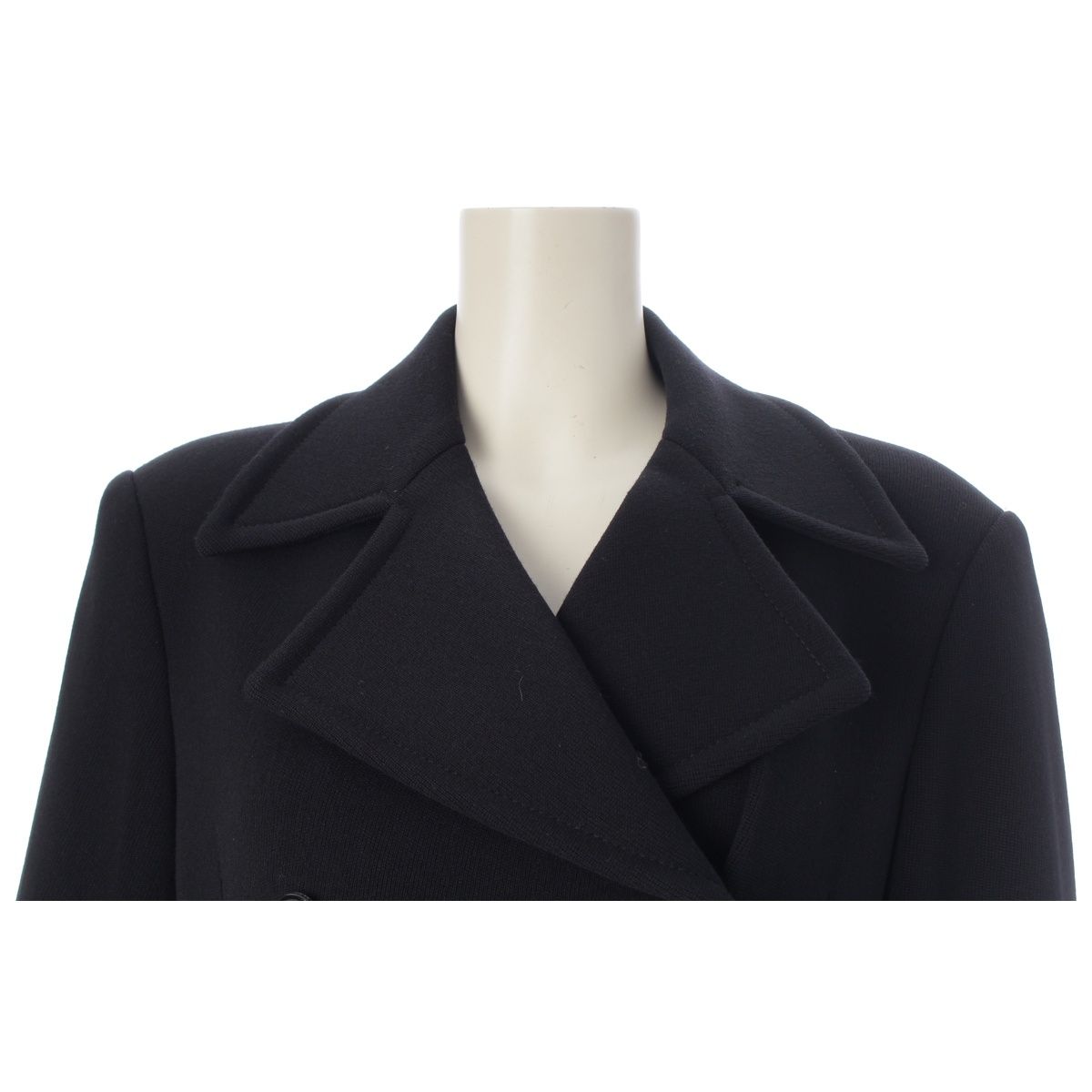 Prada Archives Double Breasted Wool Rayon Long Belted Coat Dark Navy Black 42 — view 5