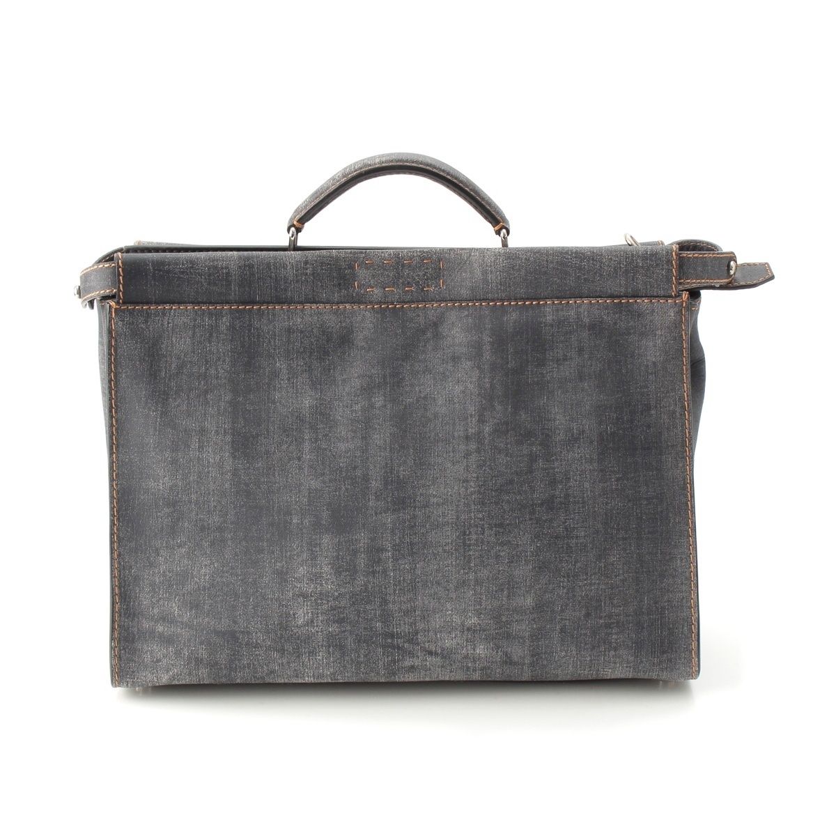 Fendi Peekaboo Leather 2-Way Shoulder Business Bag Indigo