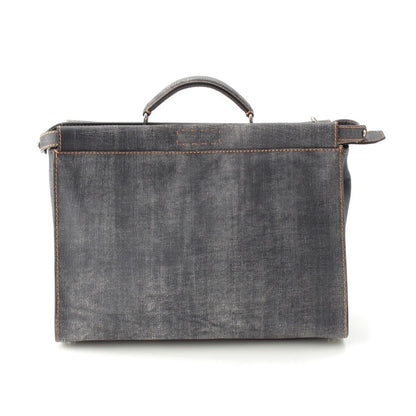 Fendi Peekaboo Leather 2-Way Shoulder Business Bag Indigo