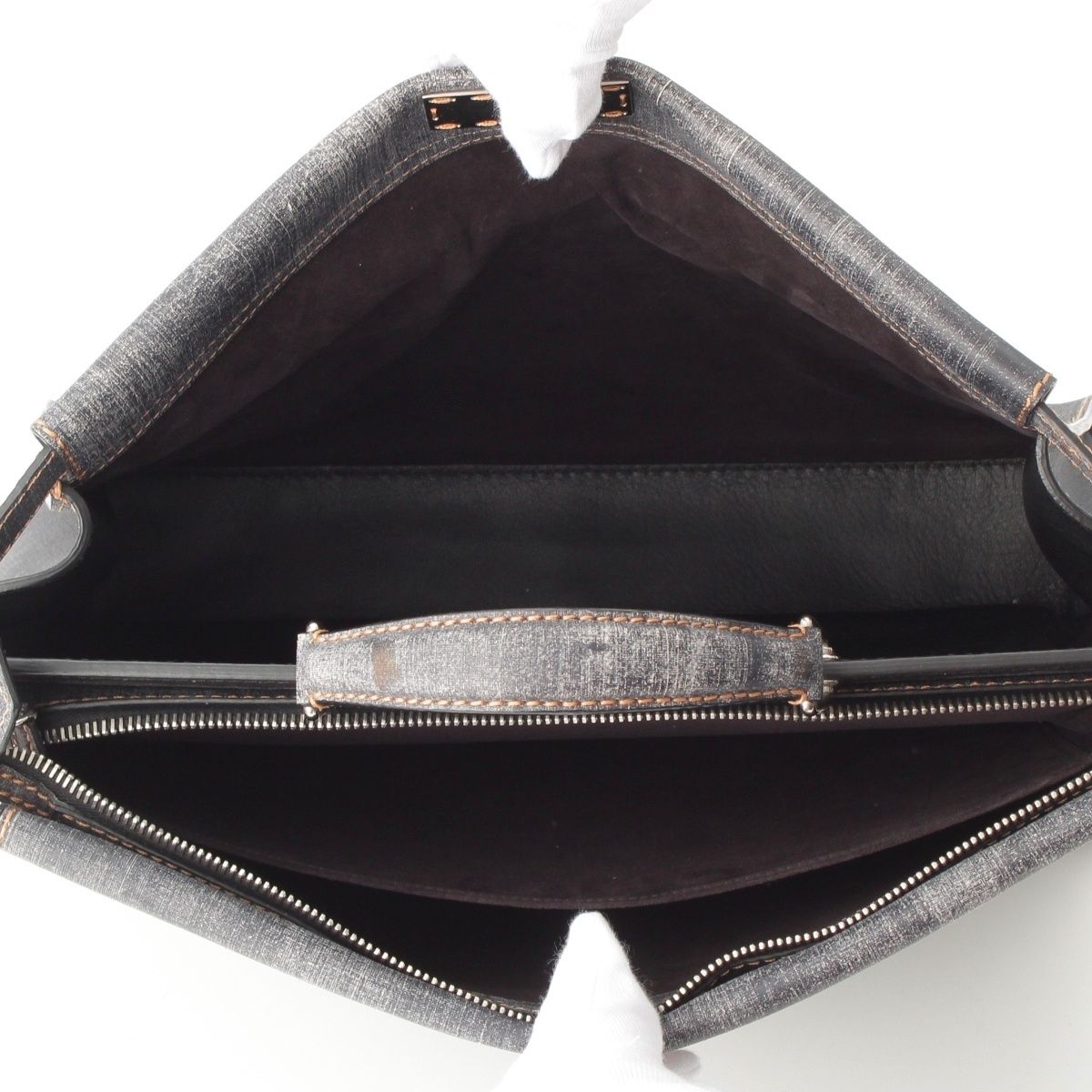 Fendi Peekaboo Leather 2-Way Shoulder Business Bag Indigo — view 6
