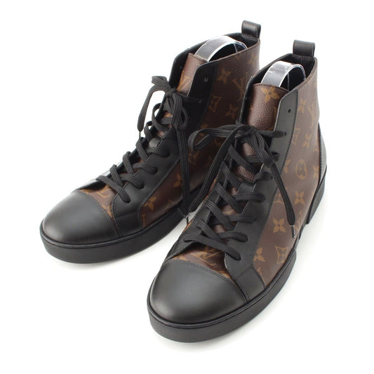 Louis Vuitton Matchup Monogram Line High-Top Sneakers Black Brown 6.5