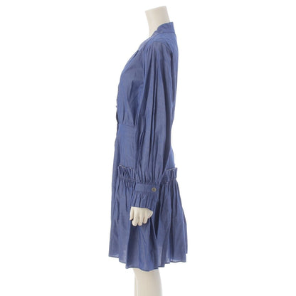 Chanel Cotton CC Logo Button Chambray Dress Blue 40 — view 3