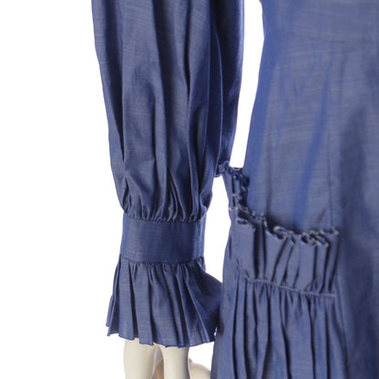 Chanel Cotton CC Logo Button Chambray Dress Blue 40 — view 6
