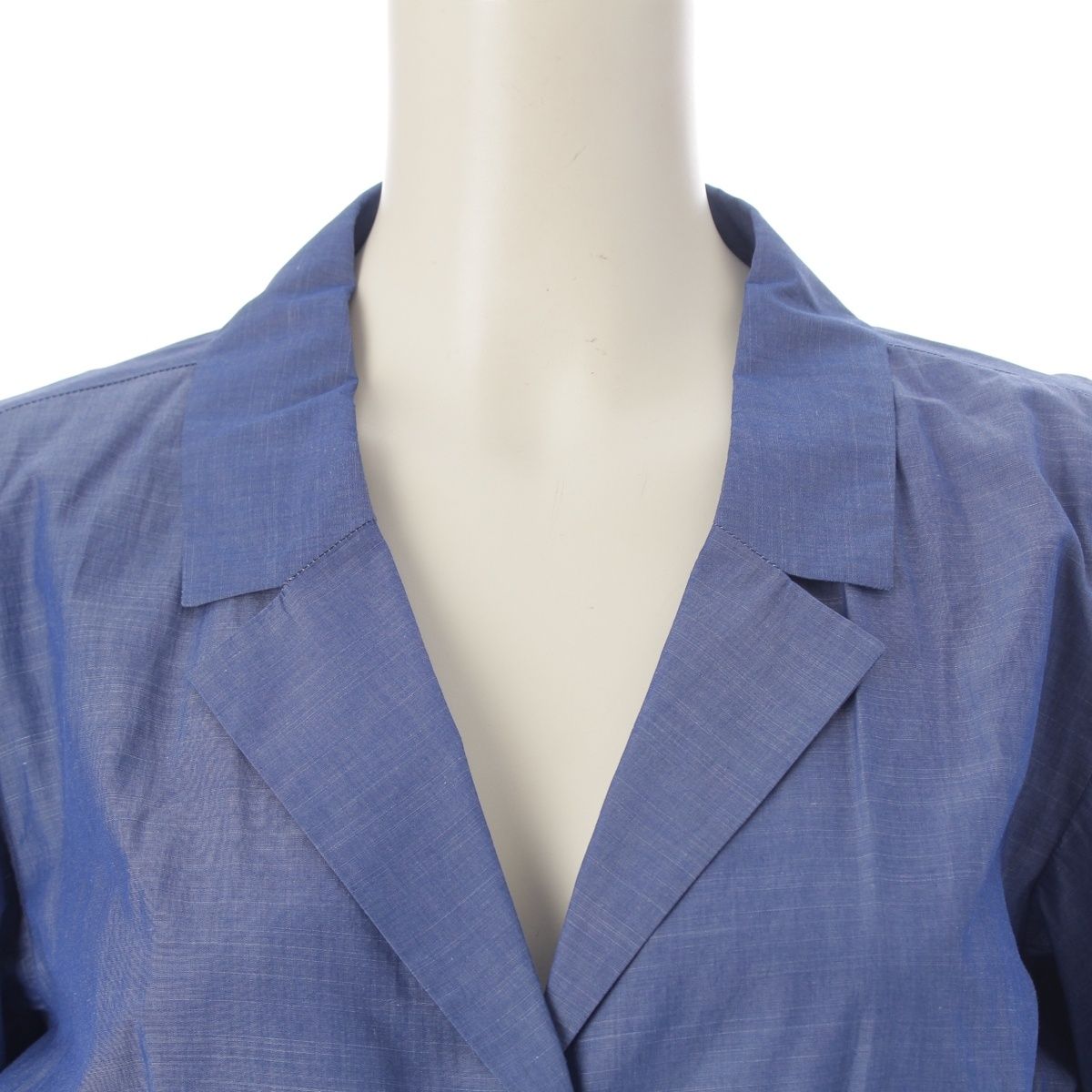Chanel Cotton CC Logo Button Chambray Dress Blue 40 — view 5