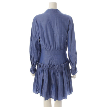 Chanel Cotton CC Logo Button Chambray Dress Blue 40 — view 4