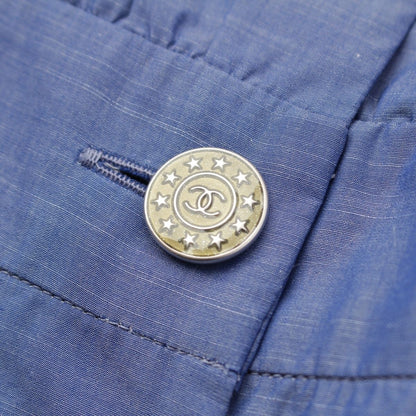 Chanel Cotton CC Logo Button Chambray Dress Blue 40 — view 8