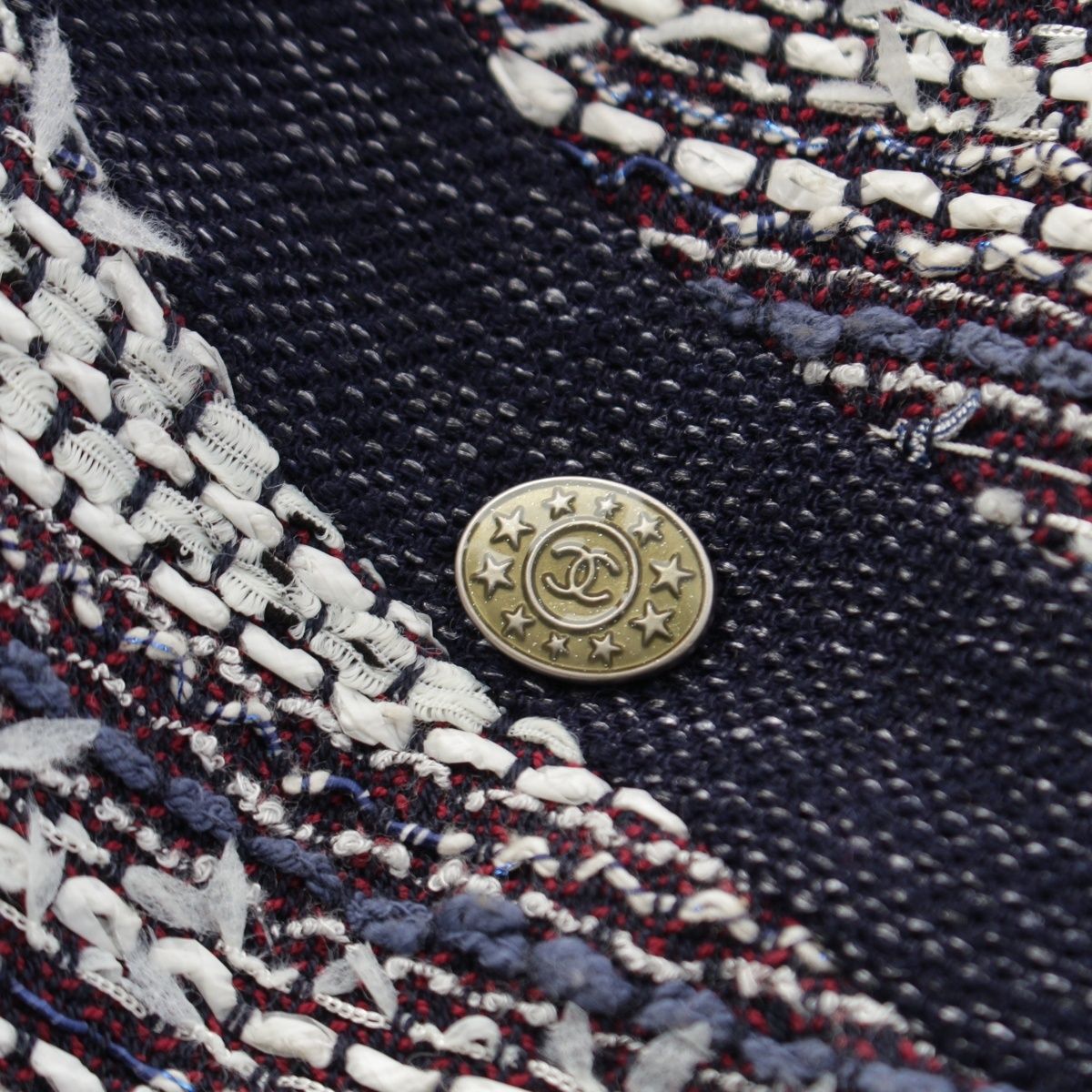 Chanel Tweed Dress Navy White 42 — view 8