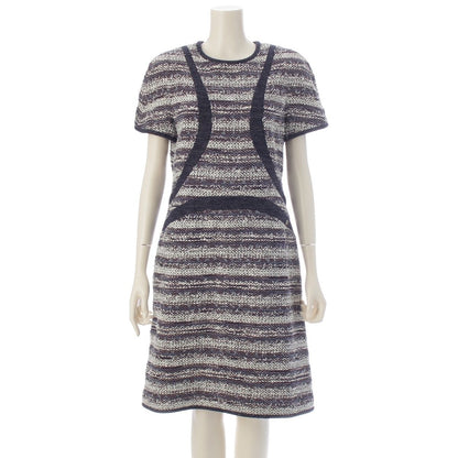 Chanel Tweed Dress Navy White 42
