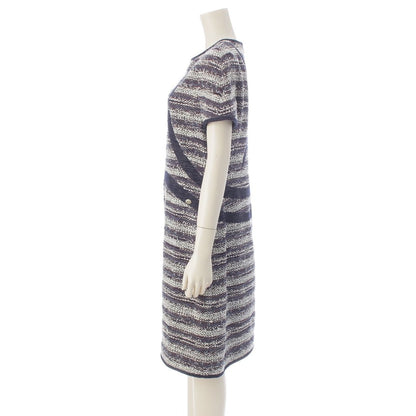 Chanel Tweed Dress Navy White 42 — view 3