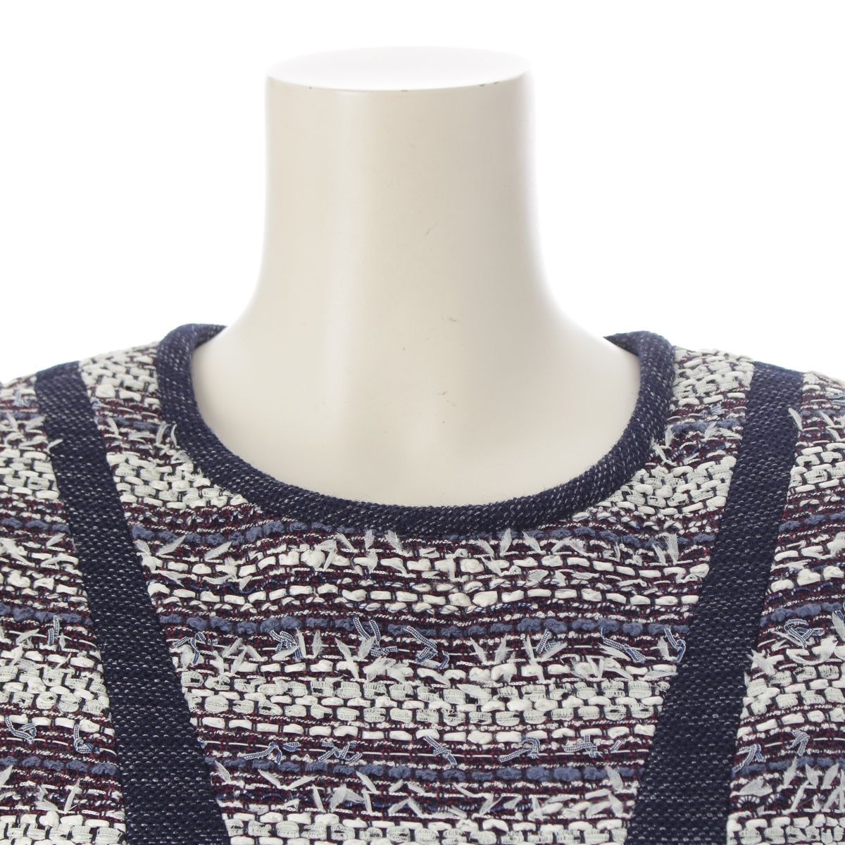 Chanel Tweed Dress Navy White 42 — view 5