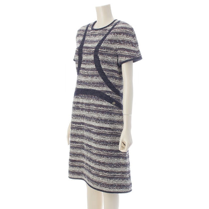 Chanel Tweed Dress Navy White 42 — view 2