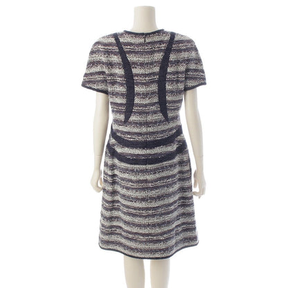 Chanel Tweed Dress Navy White 42 — view 4