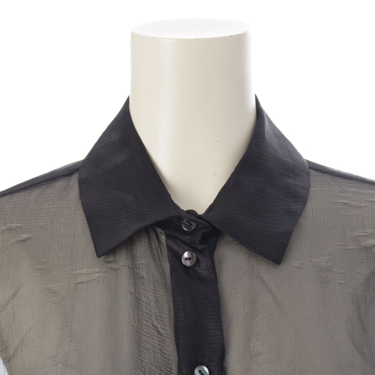 Dior Galliano Era Silk See Through Blouse Shirt Long Sleeve Black — view 5