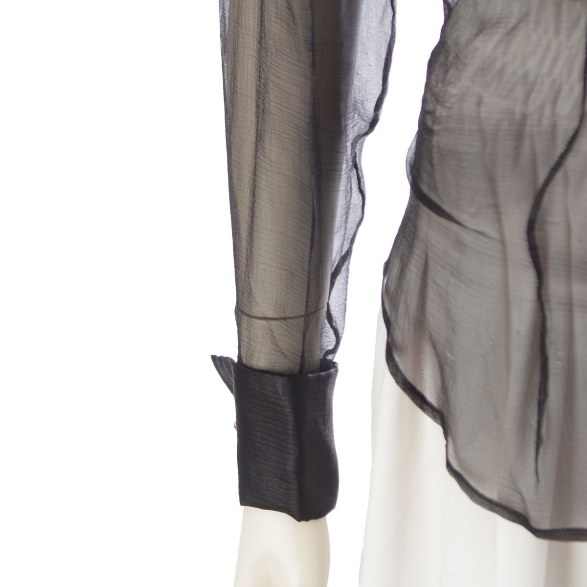 Dior Galliano Era Silk See Through Blouse Shirt Long Sleeve Black — view 6
