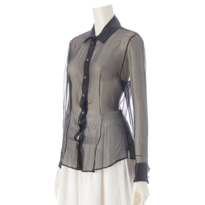 Dior Galliano Era Silk See Through Blouse Shirt Long Sleeve Black — view 2