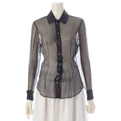 Dior Galliano Era Silk See Through Blouse Shirt Long Sleeve Black