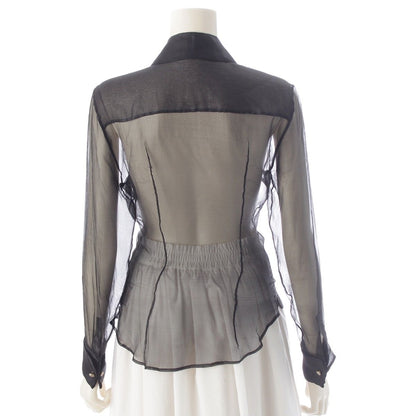 Dior Galliano Era Silk See Through Blouse Shirt Long Sleeve Black — view 4