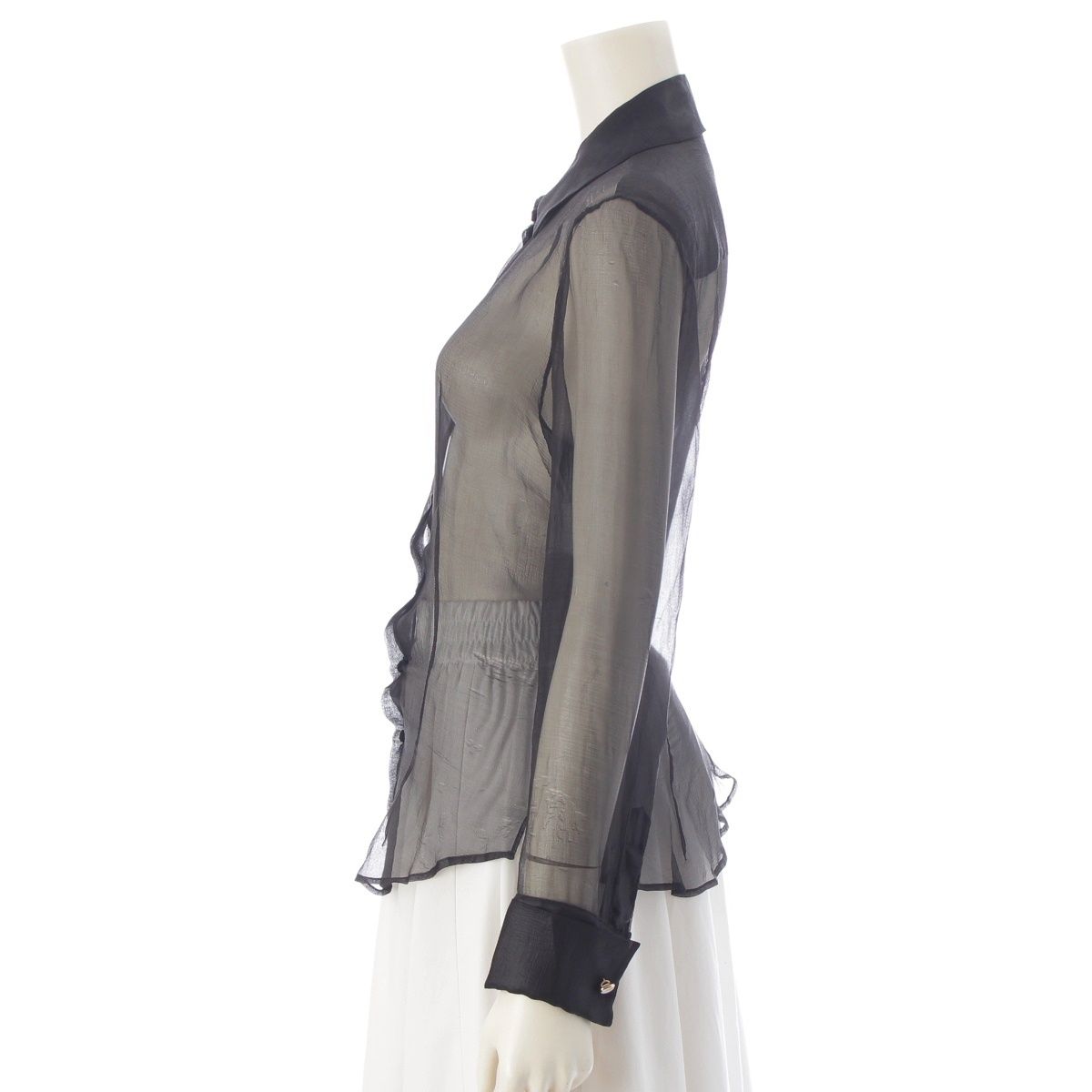 Dior Galliano Era Silk See Through Blouse Shirt Long Sleeve Black — view 3