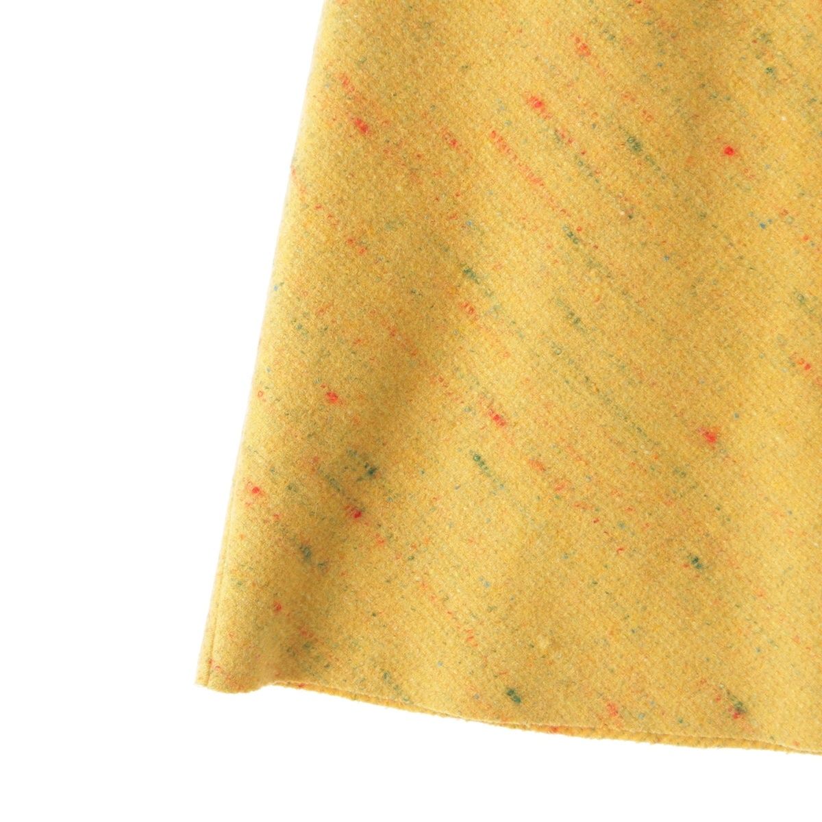 Miu Miu Wool Bias Design Melton Back Logo Midi Skirt Yellow Multicolor 38 — view 4